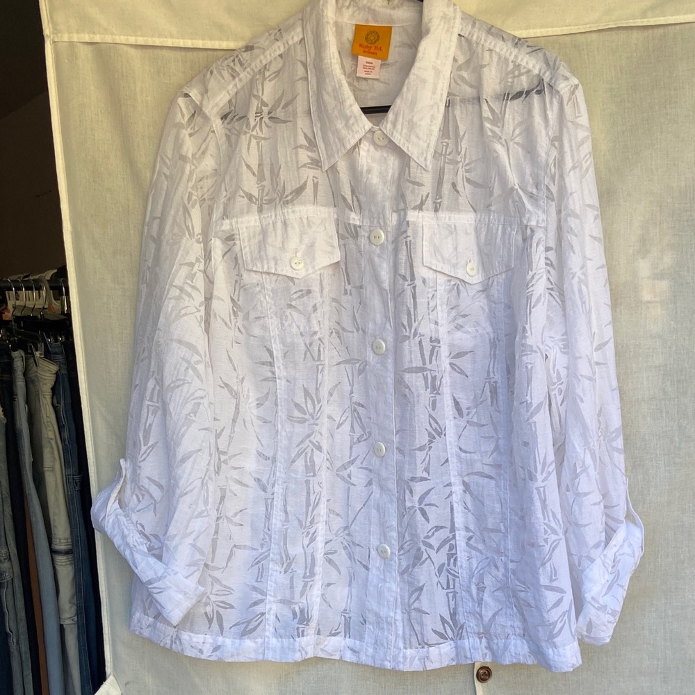 Ruby Rd. White Textured Blouse - image 1